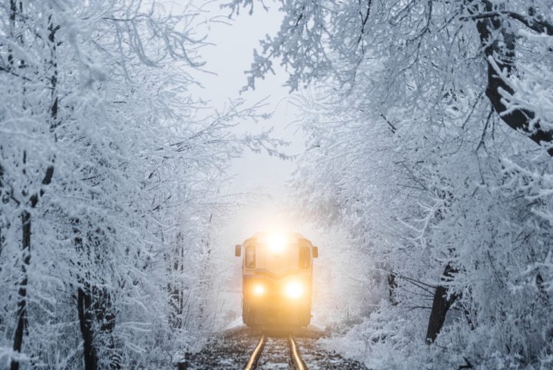 Positive Travel Guide California Train in Snow