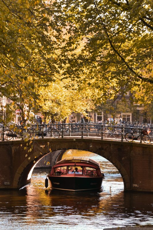 Positive Travel Guide - Amsterdam Autumn Canal Boat 